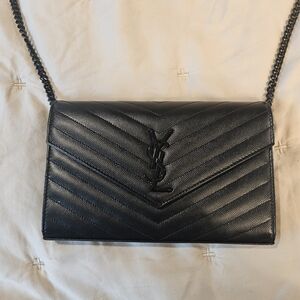 Yves Saint Laurent Black Quilted Leather Crossbody Bag